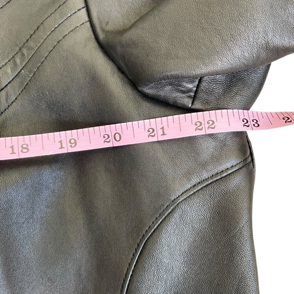 Preston & York Vintage Y2K Black Leather Zip-up Jacket Boxy Fit Mock Neck Sz XL - Picture 16 of 16